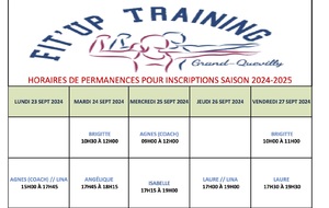 PLANNING POUR LES INSCRIPTIONS SEMAINE DU 23 AU 27 SEPT 2021