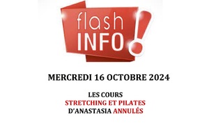 FLASH INFO ABSENCE ANASTASIA CE MERCREDI