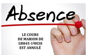 ANNULATION DU 2EME COURS DE MARION CE VENDREDI