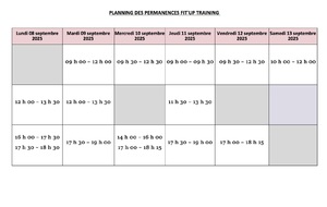 PLANNING DES INSCRIPTIONS DU 8 AU 13 SEPTEMBRE 2025