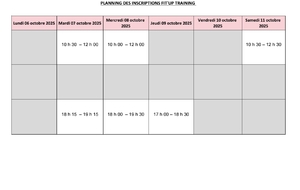 PLANNING DES INSCRIPTIONS DU 7 AU 11 OCTOBRE 2025