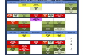 PLANNING SPECIAL VACANCES SCOLAIRES DE TOUSSAINT