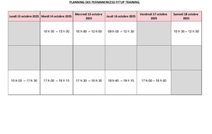 PLANNING DES INSCRIPTIONS SEMAINE DU 13 AU 18 OCTOBRE 2025