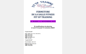 INFOS FIT UO TRAINING POUR LA SEMAINE DU 10 AU 16 NOVEMBRE 2025