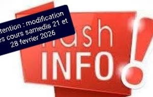 ATTENTION : MODIFICATION DES COURS SAMEI 21 ET 28 FÉVRIER 2026
