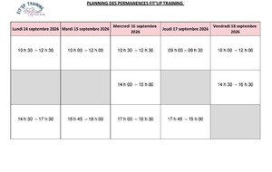 Planning des inscriptions semaine du lundi 14 au vendredi 18 sept 2026