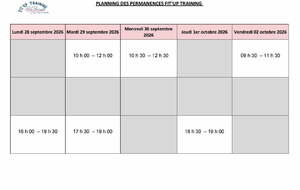 PLANNING DES INSCRIPTION SAISON 2026-2027-SEMAINE DU 28 SEPT AU 03 OCT 2026