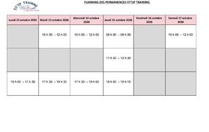 PLANNING DES INSCRITIONS SEMAINE DU 12 AU 17 OCTOBRE 2026