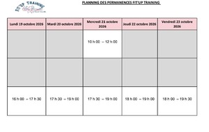 PLANNING DES INSCRIPTIONS SEMAINE DU 19 au 23 octobre 2026AU