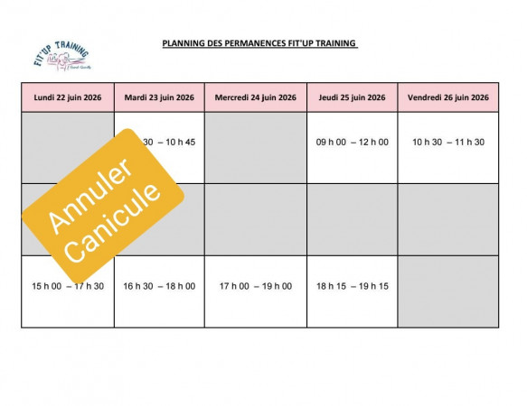 PLANNING DES PRE-INSCRIPTIONS SEMAINE DU 22 AU 26 JUIN 2026