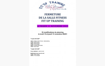 INFOS FIT UO TRAINING POUR LA SEMAINE DU 10 AU 16 NOVEMBRE 2025
