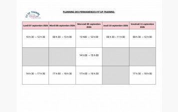 PLANNING DES INSCRIPTIONS SEMAINE DU LUNDI 7 AU VENDREDI 11 SEPT 2026