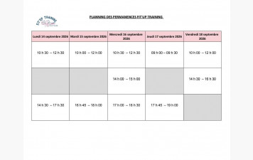 Planning des inscriptions semaine du lundi 14 au vendredi 18 sept 2026