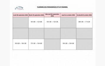 PLANNING DES INSCRIPTION SAISON 2026-2027-SEMAINE DU 28 SEPT AU 03 OCT 2026