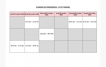 PLANNING DES INSCRIPTIONS SEMAINE DU 5 AU 10 OCTOBRE 2026