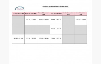 PLANNING DES INSCRITIONS SEMAINE DU 12 AU 17 OCTOBRE 2026