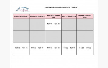 PLANNING DES INSCRIPTIONS SEMAINE DU 19 au 23 octobre 2026AU
