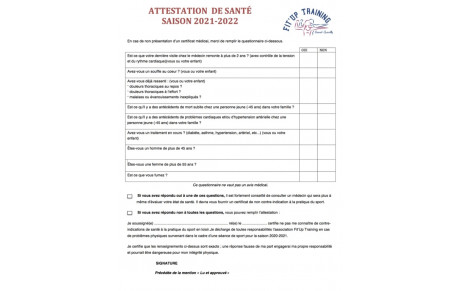 ATTESTATION SANTE 2021-2022