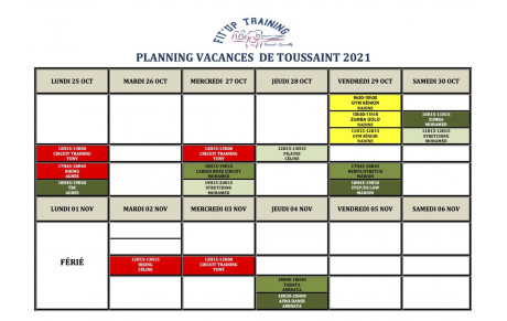 MODIFICATION DES COURS COLLECTIFS VACANCES DE LA TOUSSAINT