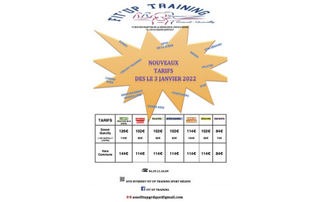 NOUVEAUX TARIFS DÈS LE 3 JANVIER 2022