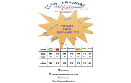Nouveaux tarifs dès le 04 avril 2022