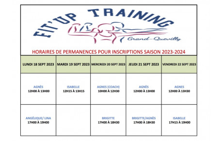Planning des permanences d inscriptions du 18 au 22 septembre 2023 . 