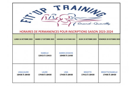 PLANNING POUR LES INSCRIPTIONS SEMAINE DU 16 AU 20 OCTOBRE 2021