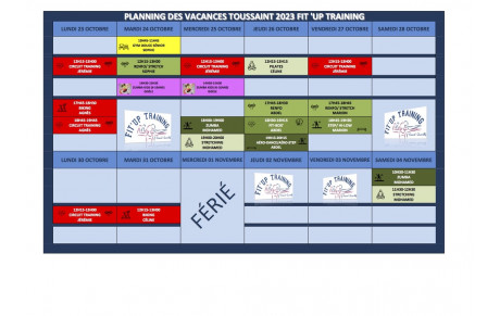 PLANNING MODIFIÉ VACANCES TOUSSAINT 2023