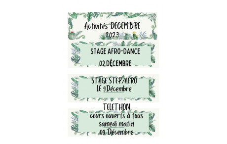 EVENEMENTS DEBUT DÉCEMBRE 2023