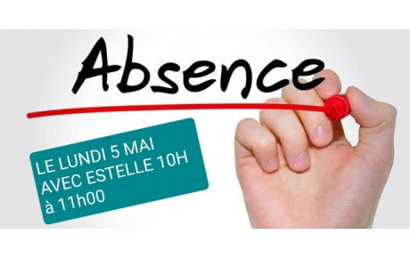 ANNULATION DU COURS SÉNIORS AVEC ESTELLE LE LUNDI 5 MAI 2025 DE 10H À 11H