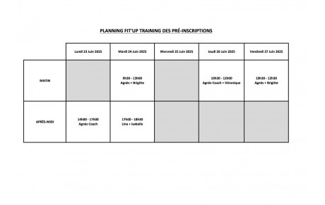 PLANNING PRÉ-INSCRIPTION SAISON 2025-2026