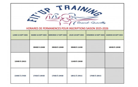 PLANNING DES INSCRIPTIONS SEMAINE 15 AU 20 SEPTEMBRE 2025