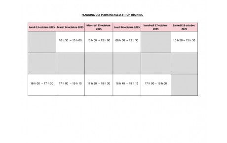 PLANNING DES INSCRIPTIONS SEMAINE DU 13 AU 18 OCTOBRE 2025