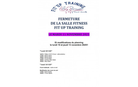 INFOS FIT UO TRAINING POUR LA SEMAINE DU 10 AU 16 NOVEMBRE 2025
