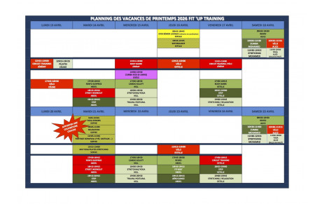 Planning des cours pendant les vacances de printemps 2026