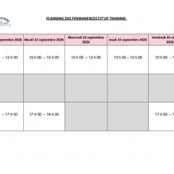 PLANNING DES INSCRIPTION SEMAINE DU 21 AU 25 SEPTEMBRE 2026