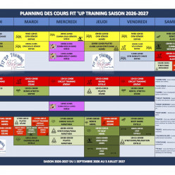PLANNING DES COURS SAISON 2026-2027