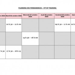 PLANNING DES INSCRIPTIONS SEMAINE DU 5 AU 10 OCTOBRE 2026