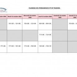 PLANNING DES INSCRITIONS SEMAINE DU 12 AU 17 OCTOBRE 2026